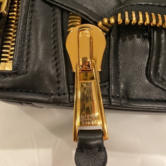 Moschino Small Black Nappa Biker Jacket Flap Bag - Picture 8 of 17